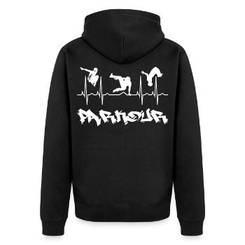 Parkour - Unisex Premium Organic Zip Hoodie - black - Back - Nico (187cm)