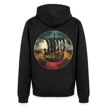 Bateau Viking, Bateau-Dragon Longship - Veste à capuche bio Premium Unisexe - noir - Dos - Nico (187cm)