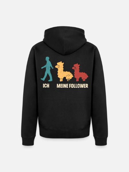 Alpaka Ich Und Meine Follower - Unisex Premium Bio Zip Hoodie - Schwarz
