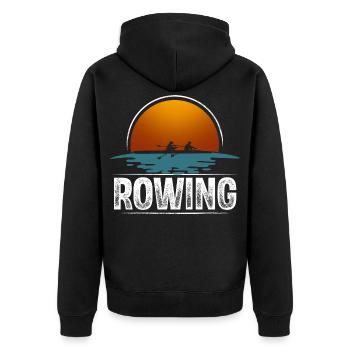 Rudern Ruderer Ruderboot Vintage - Unisex Premium Bio Zip Hoodie - Schwarz - Hinten - Nico (187cm)