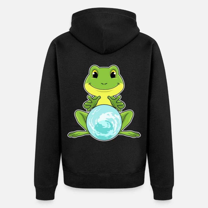 Grenouille avec boule de cristal - Veste à capuche bio Premium Unisexe - noir