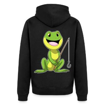 Canne à pêche Pêcheur Pêcheur Grenouille Canne à pêche - Veste à capuche bio Premium Unisexe - noir - Dos - Nico (187cm)
