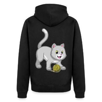 Boule de laine pour chat - Veste à capuche bio Premium Unisexe - noir - Dos - Nico (187cm)