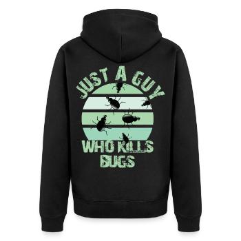 Kammerjäger - Unisex Premium Bio Zip Hoodie - Schwarz - Hinten - Nico (187cm)