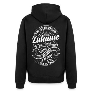 Ce que j’aime le plus dans ma maison, c’est... - Veste à capuche bio Premium Unisexe - noir - Dos - Nico (187cm)