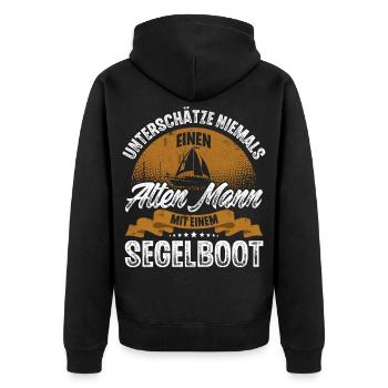 Segeln Segler Segelboot - Unisex Premium Bio Zip Hoodie - Schwarz - Hinten - Nico (187cm)