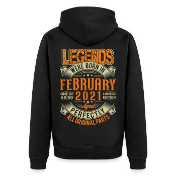 2021 Februar Geburtstag Legende - Unisex Premium Bio Zip Hoodie - Schwarz - Hinten - Nico (187cm)