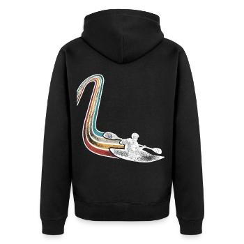 Kajak Kajakfahrer Kajaker Retro Vintage - Unisex Premium Bio Zip Hoodie - Schwarz - Hinten - Nico (187cm)