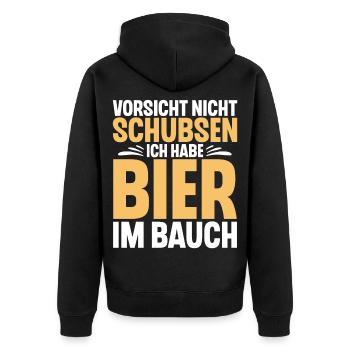 Bier Spruch Lustig Saufen - Unisex Premium Bio Zip Hoodie - Schwarz - Hinten - Nico (187cm)