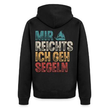 Segeln Segler Segelboot Retro Vintage - Unisex Premium Bio Zip Hoodie - Schwarz - Hinten - Nico (187cm)