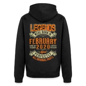 2020 Februar Geburtstag Legende - Unisex Premium Bio Zip Hoodie - Schwarz - Hinten - Nico (187cm)