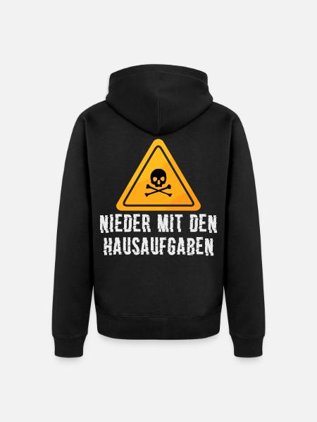 Nieder mit den Hausaufgaben - Unisex Premium Bio Zip Hoodie - Schwarz