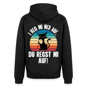 I Reg Mi Net Auf, Du Regst Mi Auf Schwäbisch - Unisex Premium Bio Zip Hoodie - Schwarz - Hinten - Nico (187cm)