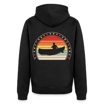 Kanu Kanufahrer Kanufahren - Unisex Premium Bio Zip Hoodie - Schwarz - Hinten - Nico (187cm)