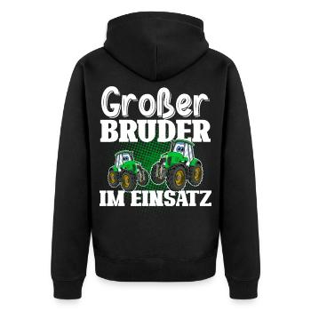 Großer Bruder Im Einsatz Traktor Landwirt - Unisex Premium Bio Zip Hoodie - Schwarz - Hinten - Nico (187cm)