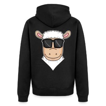 Schaf Illustration - Unisex Premium Bio Zip Hoodie - Schwarz - Hinten - Nico (187cm)