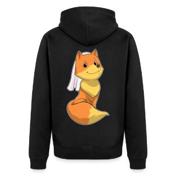 Fuchs Braut Schleier Hochzeit - Unisex Premium Bio Zip Hoodie - Schwarz - Hinten - Nico (187cm)