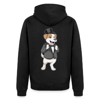 Hund Bräutigam Sakko Hochzeit - Unisex Premium Bio Zip Hoodie - Schwarz - Hinten - Nico (187cm)