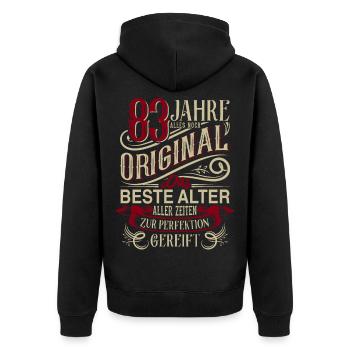 83. Geburtstag Vintage Retro - Unisex Premium Bio Zip Hoodie - Schwarz - Hinten - Nico (187cm)