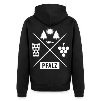 Pfälzer Mundart - Unisex Premium Bio Zip Hoodie - Schwarz - Hinten - Nico (187cm)