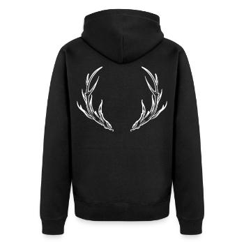 Hirsch Geweih Wild - Unisex Premium Bio Zip Hoodie - Schwarz - Hinten - Nico (187cm)
