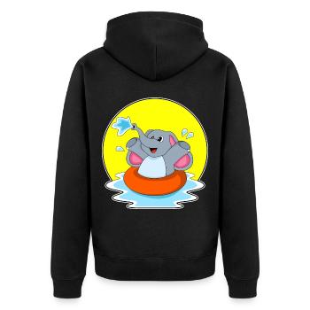Elefant Schwimmen Schwimmring Sommer - Unisex Premium Bio Zip Hoodie - Schwarz - Hinten - Nico (187cm)
