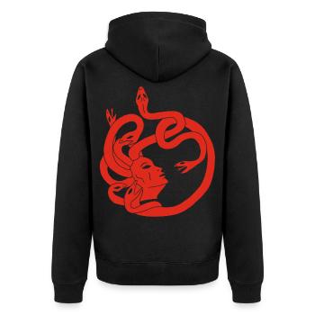 Woman with snake hair (red) - Unisex Premium Organic Zip Hoodie - black - Back - Nico (187cm)