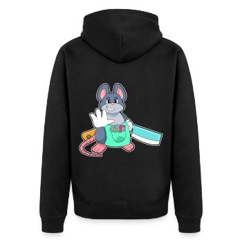Maus Friseur Rasiermesser - Unisex Premium Bio Zip Hoodie - Schwarz - Hinten - Nico (187cm)