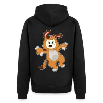 Hund Hasenohren - Unisex Premium Bio Zip Hoodie - Schwarz - Hinten - Nico (187cm)
