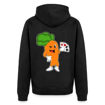 Karotte Poker Pokerkarten - Unisex Premium Bio Zip Hoodie - Schwarz - Hinten - Nico (187cm)