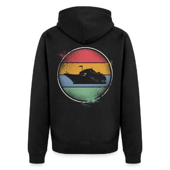 Kreuzfahrtschiff Kreuzfahrt - Unisex Premium Bio Zip Hoodie - Schwarz - Hinten - Nico (187cm)