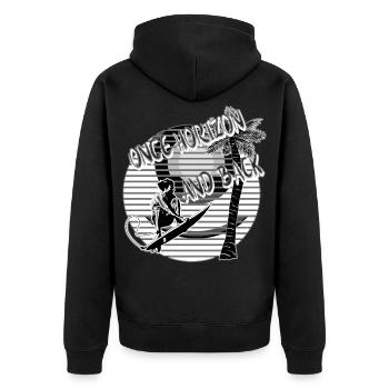 Surfer Palm Trees Beach black/white - Unisex Premium Organic Zip Hoodie - black - Back - Nico (187cm)