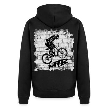 MTB Bike - Unisex Premium Bio Zip Hoodie - Schwarz - Hinten - Nico (187cm)