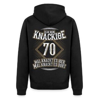 70. Geburtstag Lustig Geschenk - Unisex Premium Bio Zip Hoodie - Schwarz - Hinten - Nico (187cm)