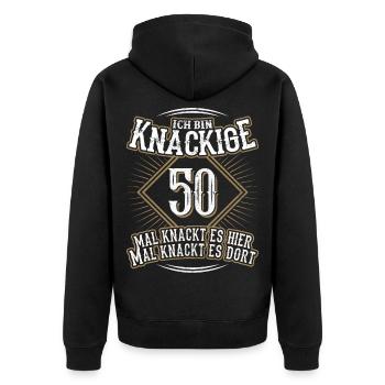 50. Geburtstag Lustig Geschenk - Unisex Premium Bio Zip Hoodie - Schwarz - Hinten - Nico (187cm)