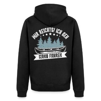 Kanu Kanufahrer Kanufahren - Unisex Premium Bio Zip Hoodie - Schwarz - Hinten - Nico (187cm)