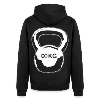 Kettlebell - Unisex Premium Bio Zip Hoodie - Schwarz - Hinten - Nico (187cm)