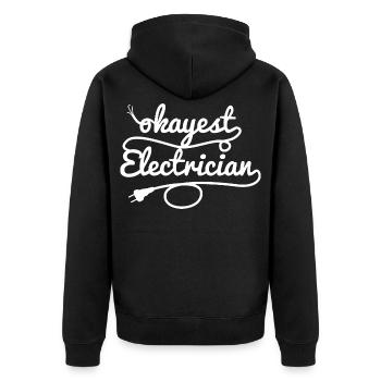 Mediocre electrician - Unisex Premium Organic Zip Hoodie - black - Back - Nico (187cm)