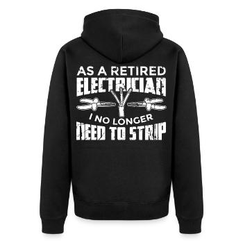 Retired electrician - Unisex Premium Organic Zip Hoodie - black - Back - Nico (187cm)