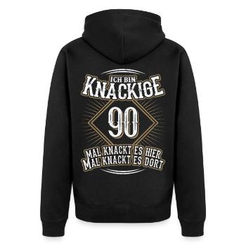 90. Geburtstag Lustig Geschenk - Unisex Premium Bio Zip Hoodie - Schwarz - Hinten - Nico (187cm)