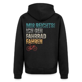 Fahrrad - Unisex Premium Bio Zip Hoodie - Schwarz - Hinten - Nico (187cm)