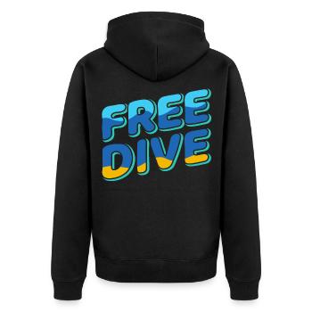 Freedive - One Breath Diving - Freediving World - Unisex Premium Organic Zip Hoodie - black - Back - Nico (187cm)