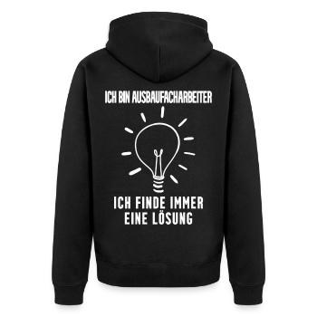 Ausbaufacharbeiter Beruf Ausbildung - Unisex Premium Bio Zip Hoodie - Schwarz - Hinten - Nico (187cm)