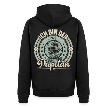 Papitän Vater Papa Segeln Segler Segelboot - Unisex Premium Bio Zip Hoodie - Schwarz - Hinten - Nico (187cm)