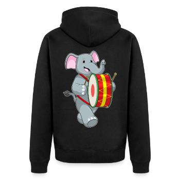Elephant Musician Drum Music - Unisex Premium Organic Zip Hoodie - black - Back - Nico (187cm)
