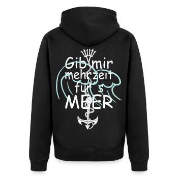 Gib mir mehr zeit am Meer - Unisex Premium Bio Zip Hoodie - Schwarz - Hinten - Nico (187cm)