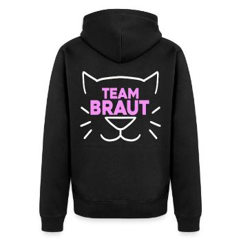 Team Braut Hochzeitsfeier Katze - Unisex Premium Bio Zip Hoodie - Schwarz - Hinten - Nico (187cm)