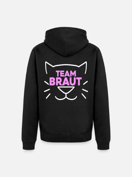Team Braut Hochzeitsfeier Katze - Unisex Premium Bio Zip Hoodie - Schwarz