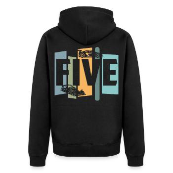 Five years old - Unisex Premium Organic Zip Hoodie - black - Back - Nico (187cm)