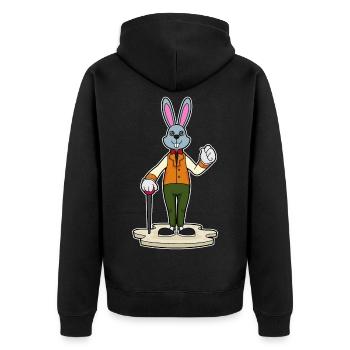 Bunny Pensioner Walking Stick - Unisex Premium Organic Zip Hoodie - black - Back - Nico (187cm)
